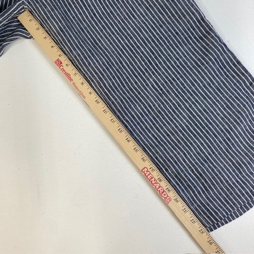 L.L.Bean Women's Linen Striped Cropped Wide Leg Pants Blue White Size 16 - Picture 4 of 9